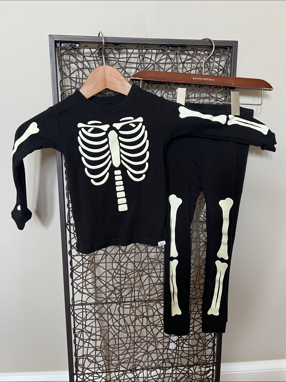 Baby Gap Organic Cotton Kids Skeleton Pajama Set Boys Girls Black Size 5